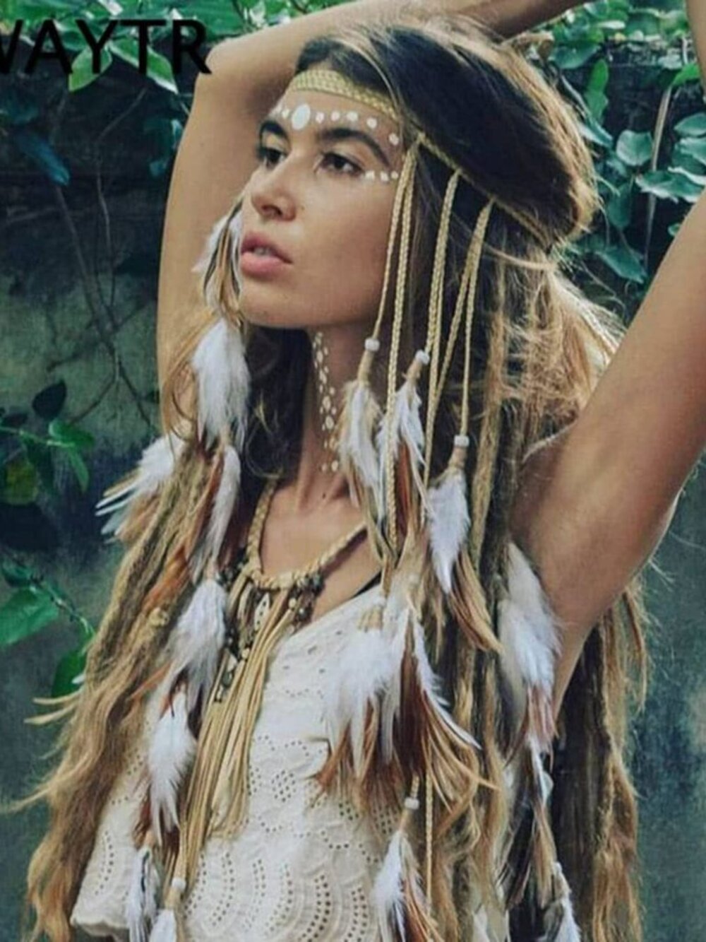 Boho Feather Headband Gypsy Headdress Boho Hippie Tassel Festival NEW - Picture 1 of 4